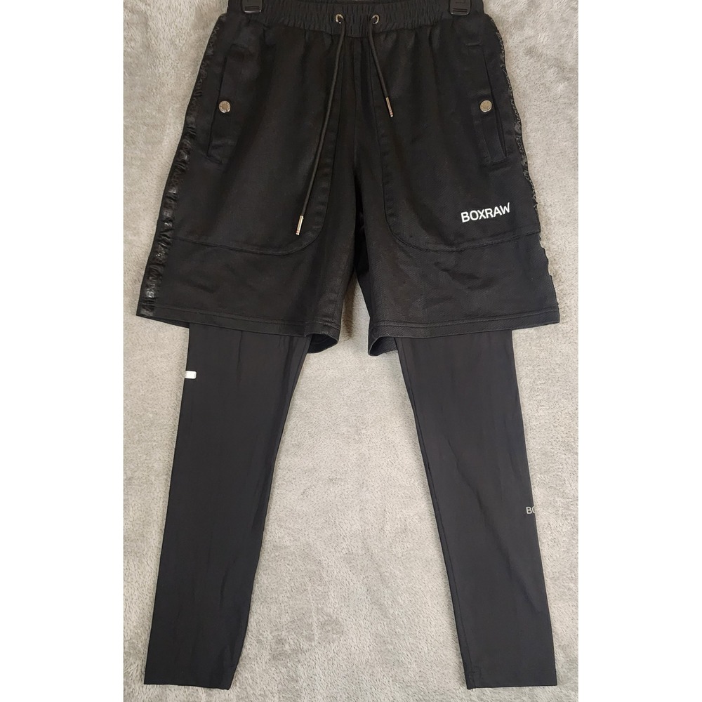 BOXRAW Womens XS/ S Black 2-in-1 Training Shorts with Integrated Leggings